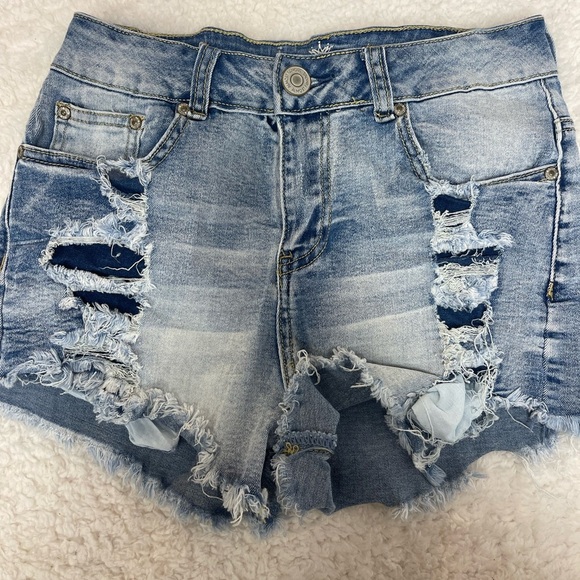 Almost Famous High Rise Distressed Cut Offs - Picture 6 of 6